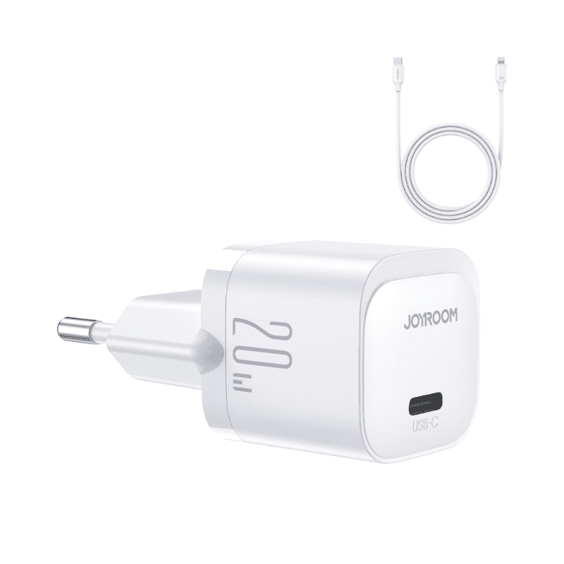 JOYROOM_Fast Charger_Mini_Kit_Type-C + Cabel Lightning 1m_20W_White _JR-TCF02EU