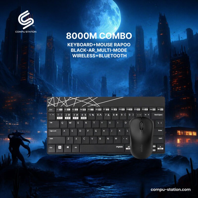 Keyboard Mouse Rapoo 8000M Combo Black AR Multi mode Wireless Bluetooth