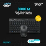 Keyboard Mouse Rapoo 8000M Combo Black AR Multi mode Wireless Bluetooth