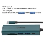 Onten UC120 6 in 1 USB-C to SD / TF Card Reader with 3-Ports USB HUB & 5V Input - Image 4